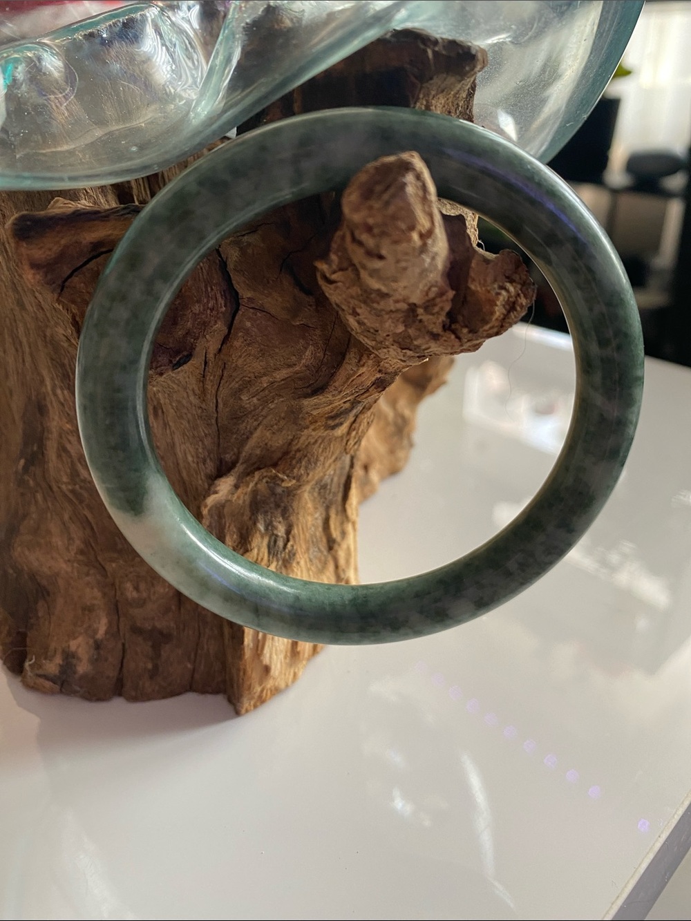 Elegant Green Jade Bangle Bracelet - Home Accents